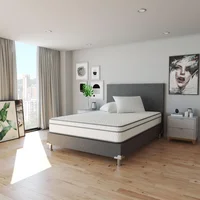 Combo Queen 160x190 Base Cama Gris + Colchón + Cabecero + Almohada Set X 6 Unidades