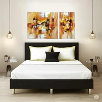 Base Cama Sencilla 100x190cm Pestaña Cuero Sintético Negro Set X 3 Unidades
