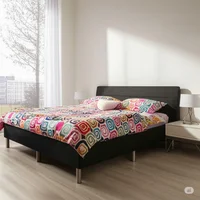 Base Cama Sencilla 100x190cm Pestaña Cuero Sintético Negro Set X 12 Unidades
