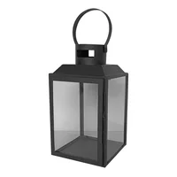 Farol Vidrio/Metal Pequeño 13.5x24.5 Cm Negro Milán