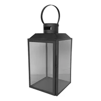 Farol Vidrio/Metal Grande 17x32 Cm Negro Milán