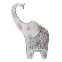 Escultura Elefante Decape Poliresina 18x25 Cm Blanco Wash