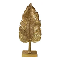Escultura Hoja Grande Poliresina 17x37.5 Cm Oro Benares