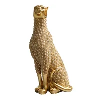 Escultura Leopardo Brillos 12.5x23.8 Cm Oro Benares
