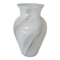 Jarrón Mármol Grande Vidrio 21x32 Cm Blanco Alba