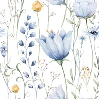 Papel Tapiz HeloHo Floral Azul Autoadhesivo