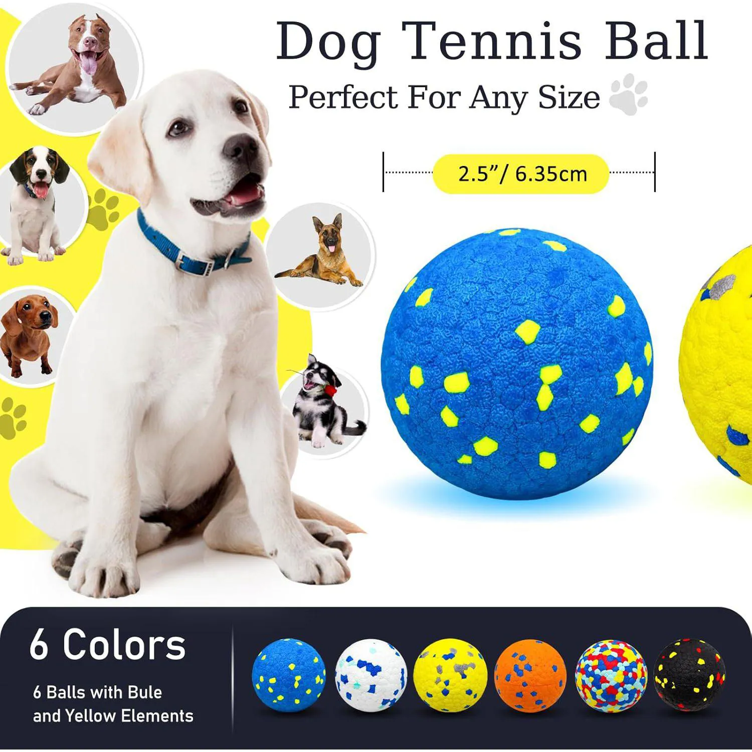 Juego De Pelotas De Tenis Para Perros Resistentes A Mordidas Paquete De Seis