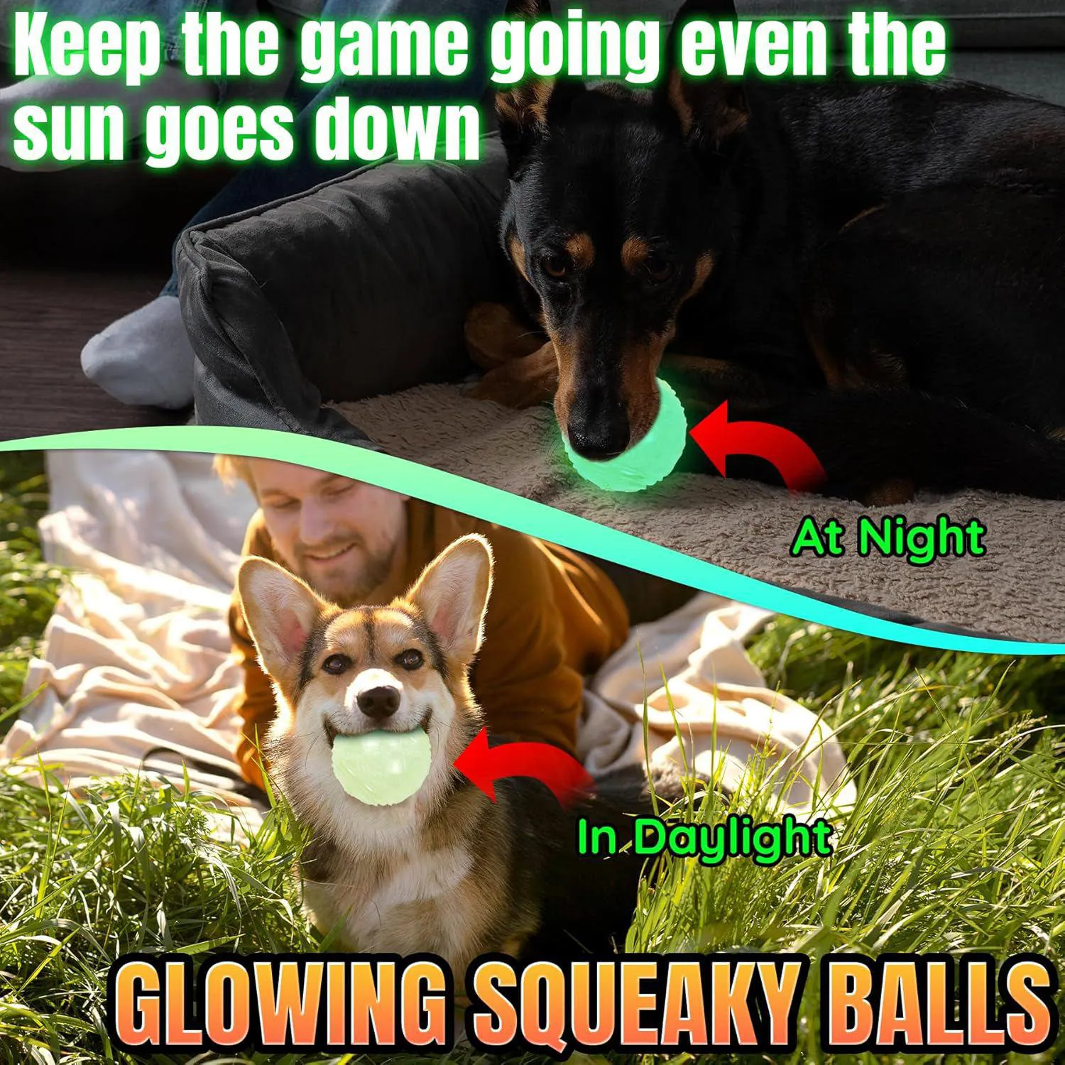 Pelotas Chirriantes Para Perros Que Brillan En La Oscuridad Paquete De Cuatro