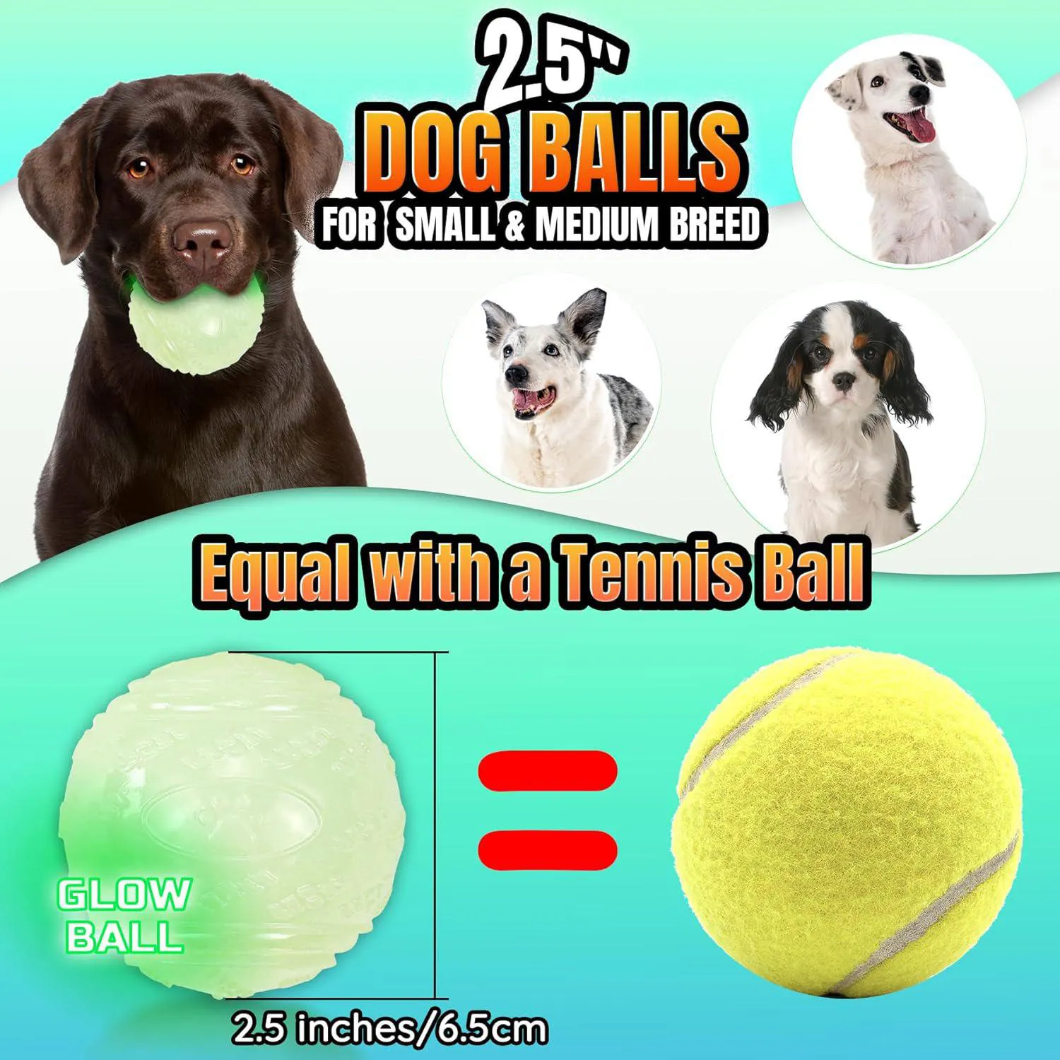 Pelotas Chirriantes Para Perros Que Brillan En La Oscuridad Paquete De Cuatro 3