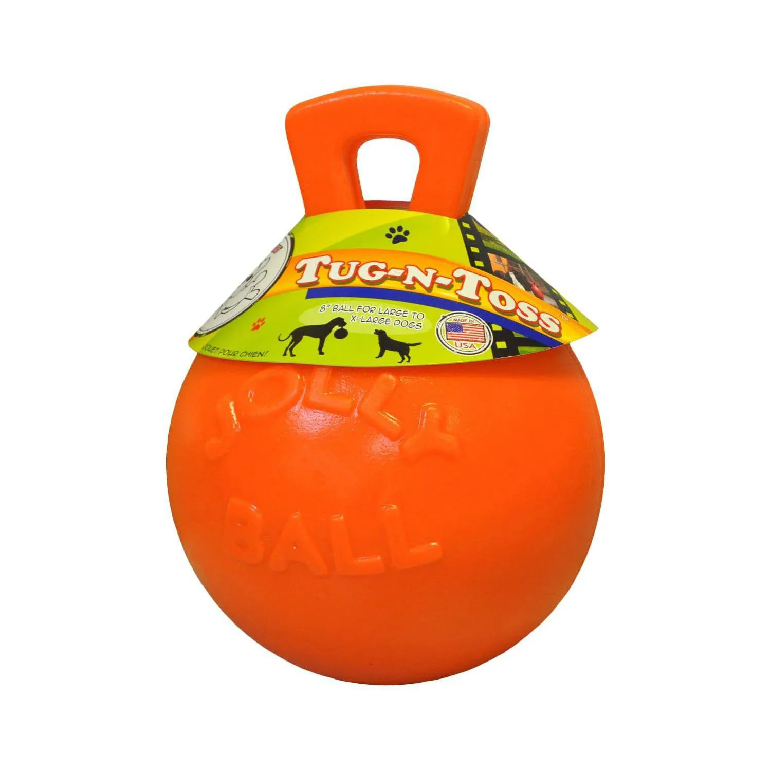 Pelota Jolly Pets Tug n Toss con Asa para Perros Grandes Color Naranja