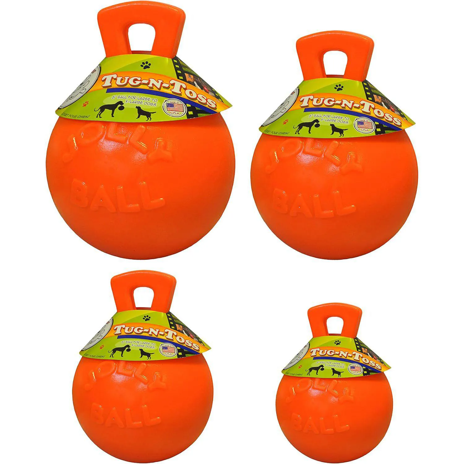 Pelota Jolly Pets Tug n Toss con Asa para Perros Grandes Color Naranja