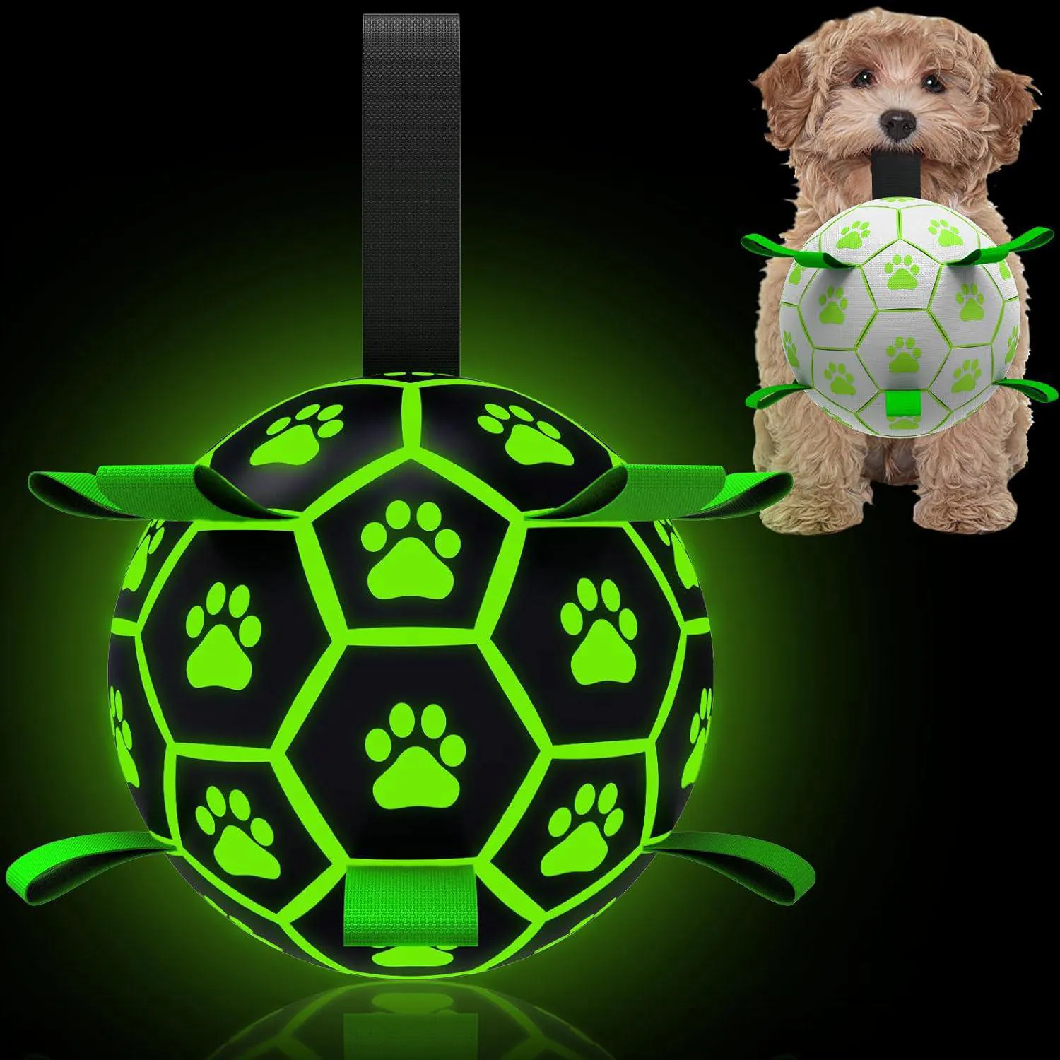 Pelota Para Perros Que Brilla En La Oscuridad Con Correas Ideal Para Juego Activo