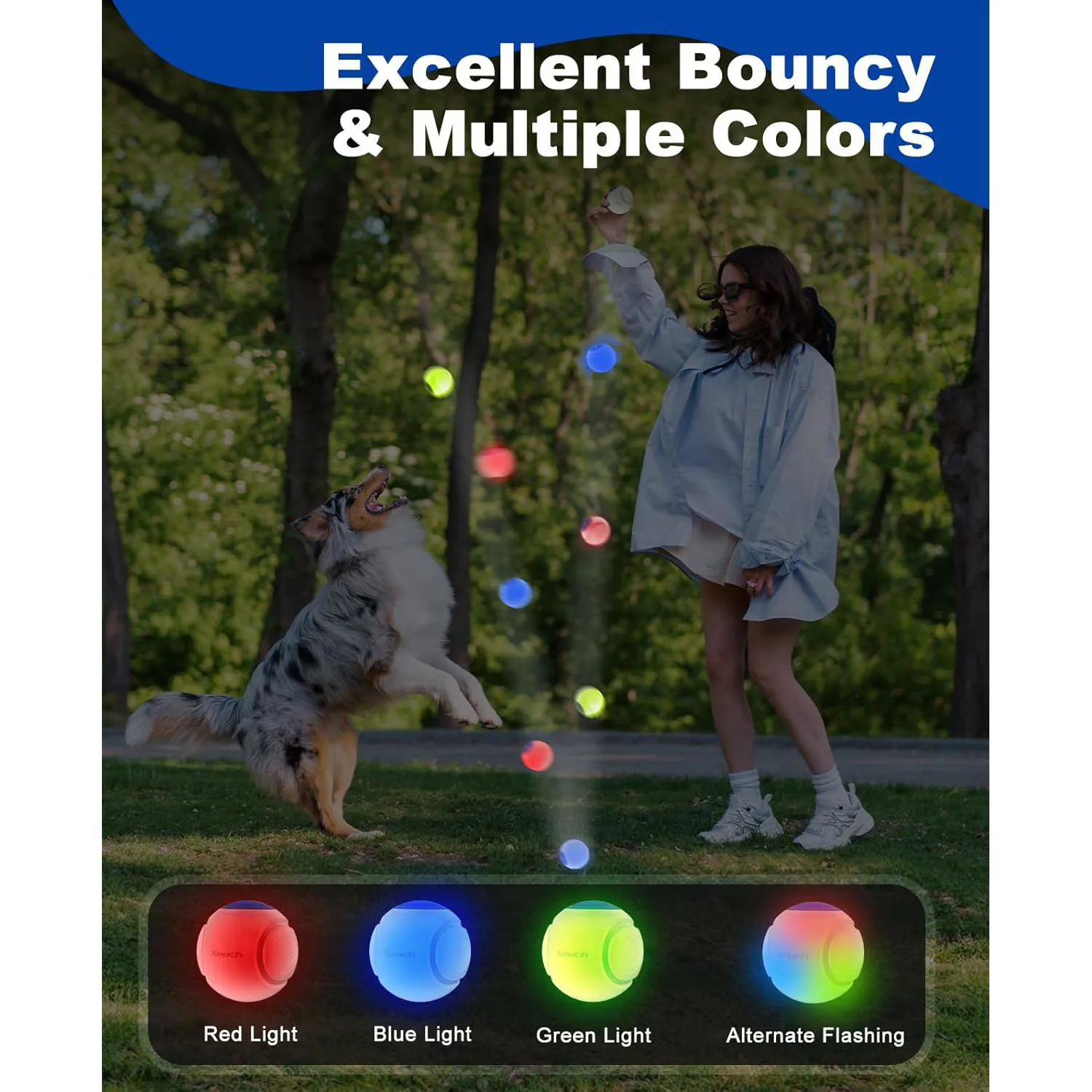 Pelota LED Recargable para Perros con Rebote Automático Aroma Natural y Alta Durabilidad
