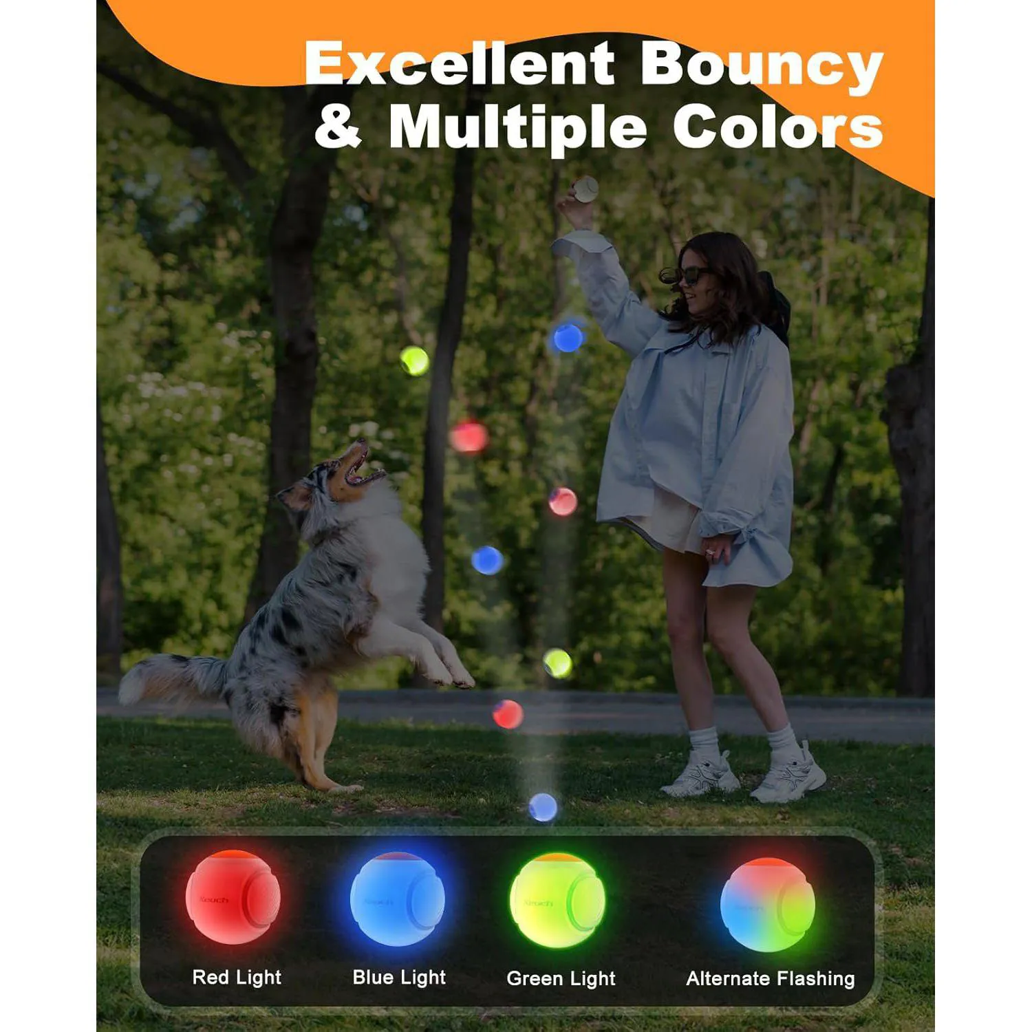 Pelota LED Para Perros Con Aroma Natural Y Carga Rápida Resistente Al Agua