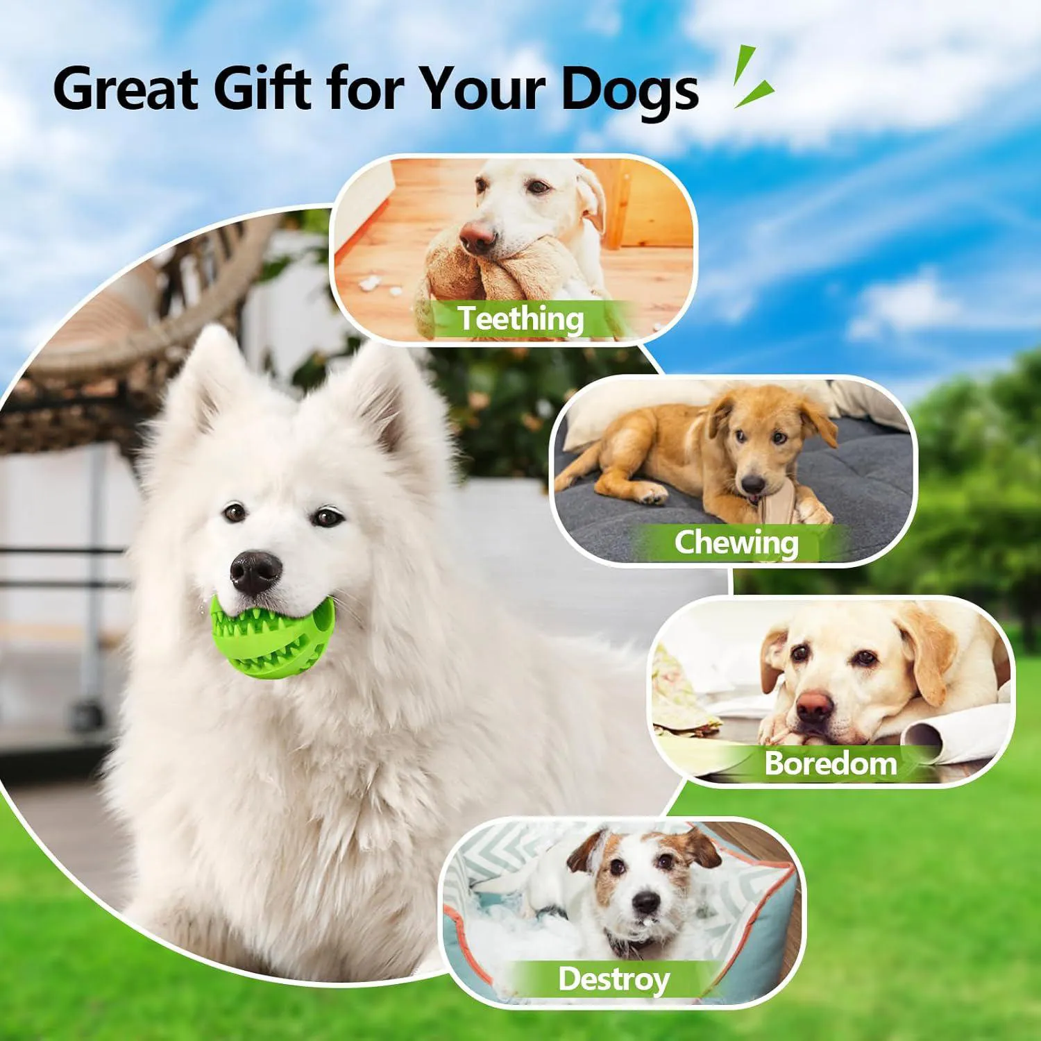 Pelota De Goma Para Perros Bojafa Con Dispensador De Golosinas Y Diseño Resistente 6