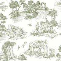 Papel Tapiz Toile Vintage Autoadhesivo Verde De Vinilo Para Paredes