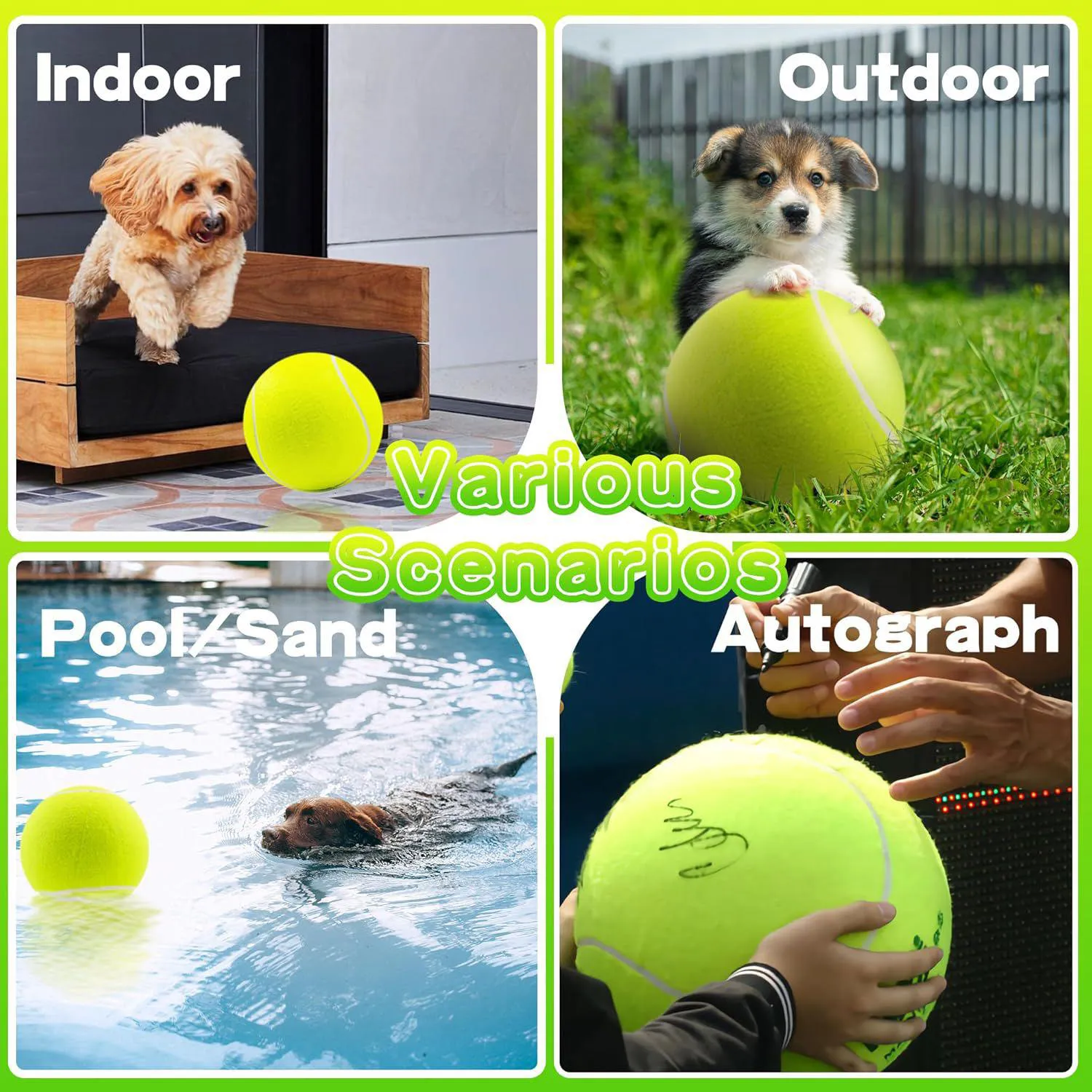 Pelota De Tenis Gigante Para Perros De 24 Cm Con Aguja De Inflado Para Juegos Al Aire Libre 4