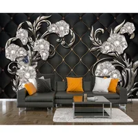 Papel Tapiz Eierme Negro Relieve De Perlas En Tela Para Paredes