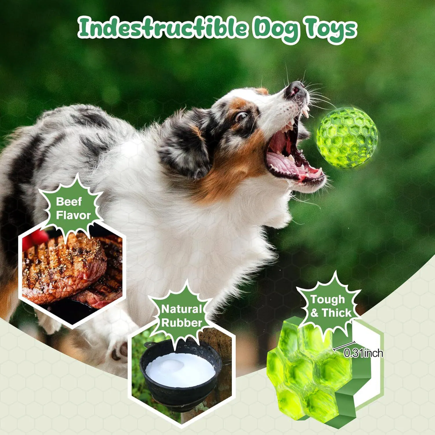 Pelota Chirriante Para Perros Resistente Con Sabor A Carne Ideal Para Masticadores 3