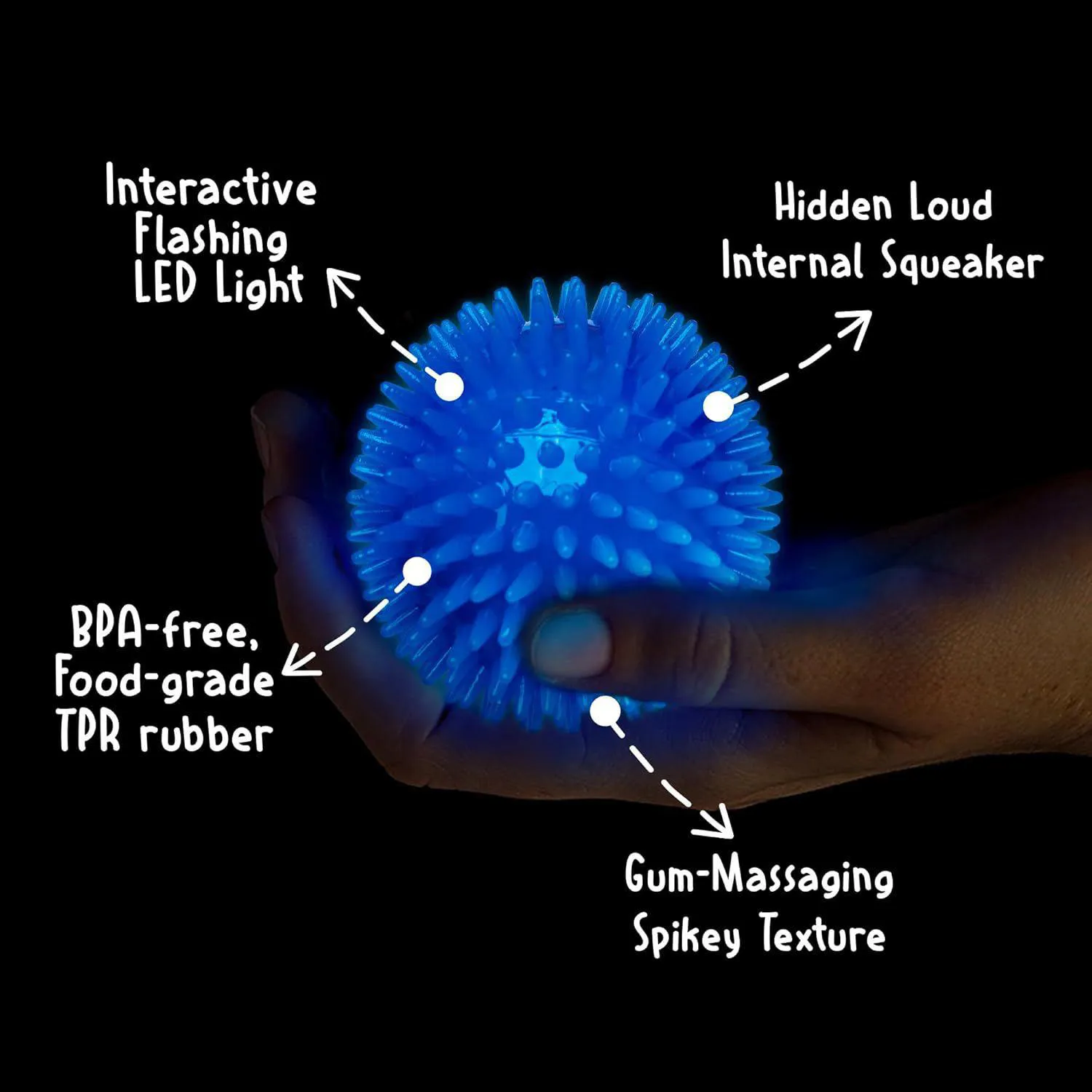 Pelota Gnawsome con Luz y Sonido para Perros con Textura Dental Activa 4