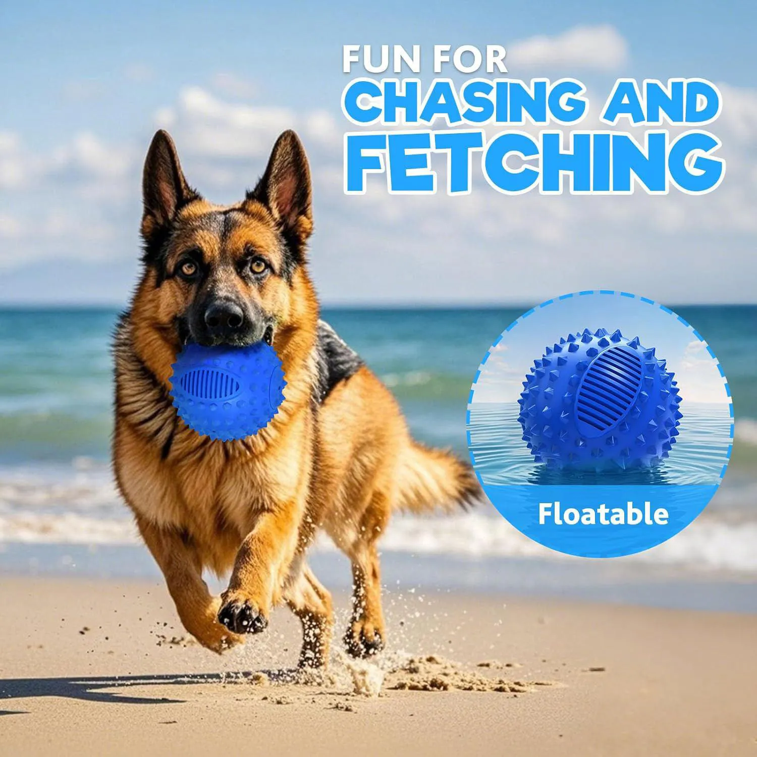 Pelota Chirriante Para Perros Petizer Resistente Flotante Con Sabor A Carne 3