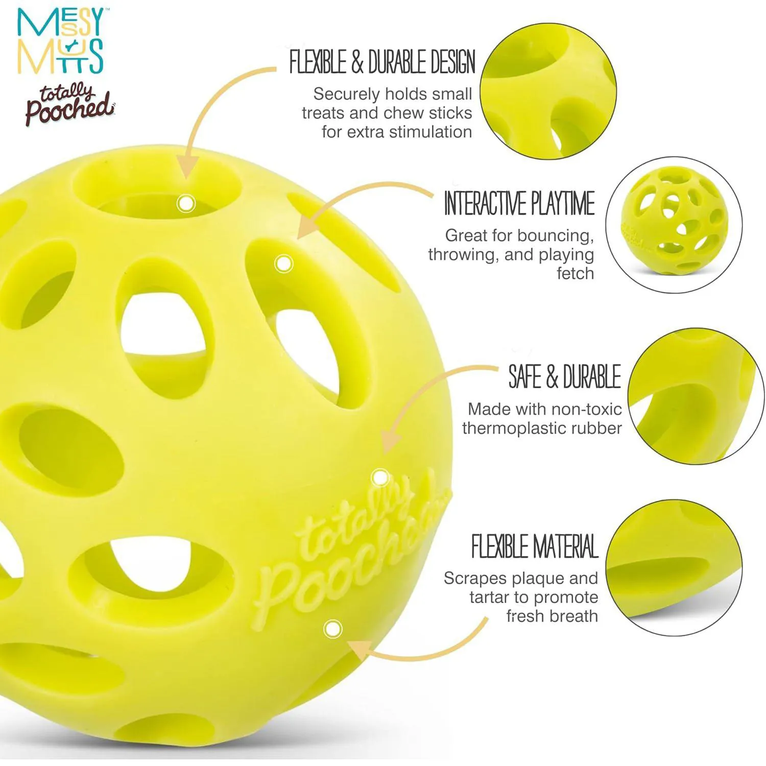 Pelota Interactiva Para Perros Con Compartimentos Para Golosinas Limpieza Dental