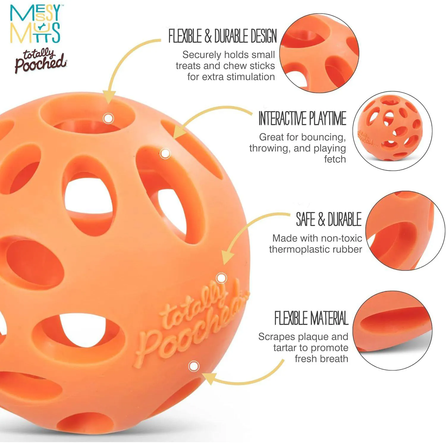 Pelota Interactiva para Perros con Compartimento para Golosinas y Limpieza Dental
