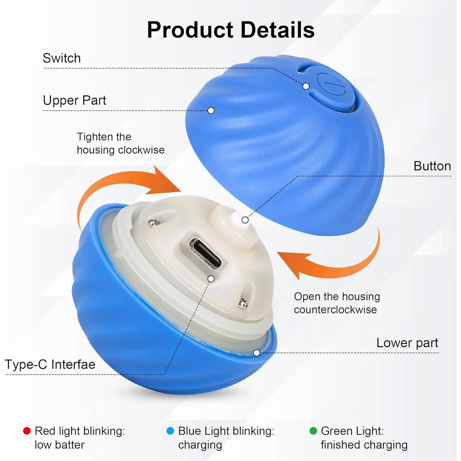 Pelota Inteligente Para Perros Con Rebote Automático Y Rotación Recargable