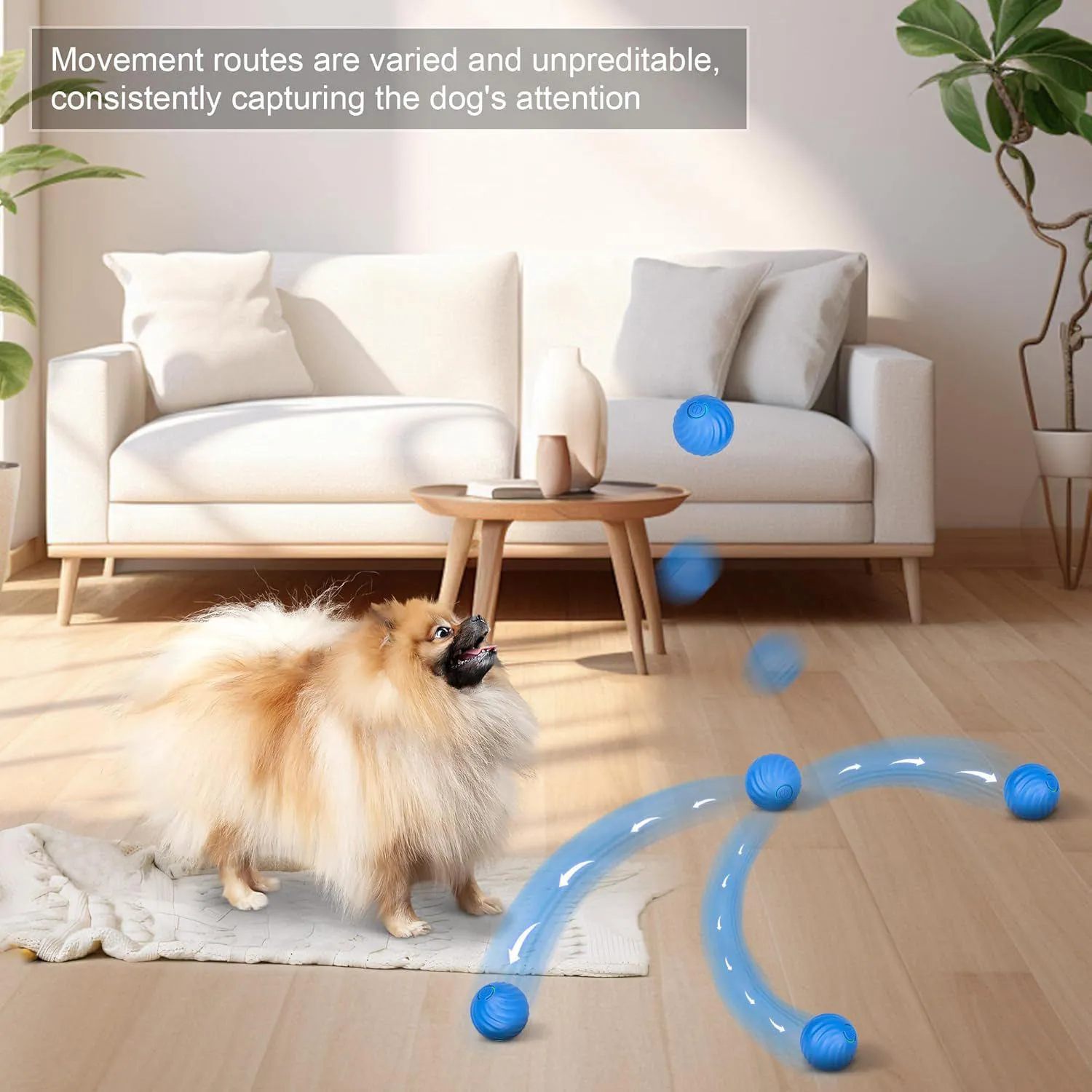 Pelota Inteligente Para Perros Con Rebote Automático Y Rotación Recargable 4