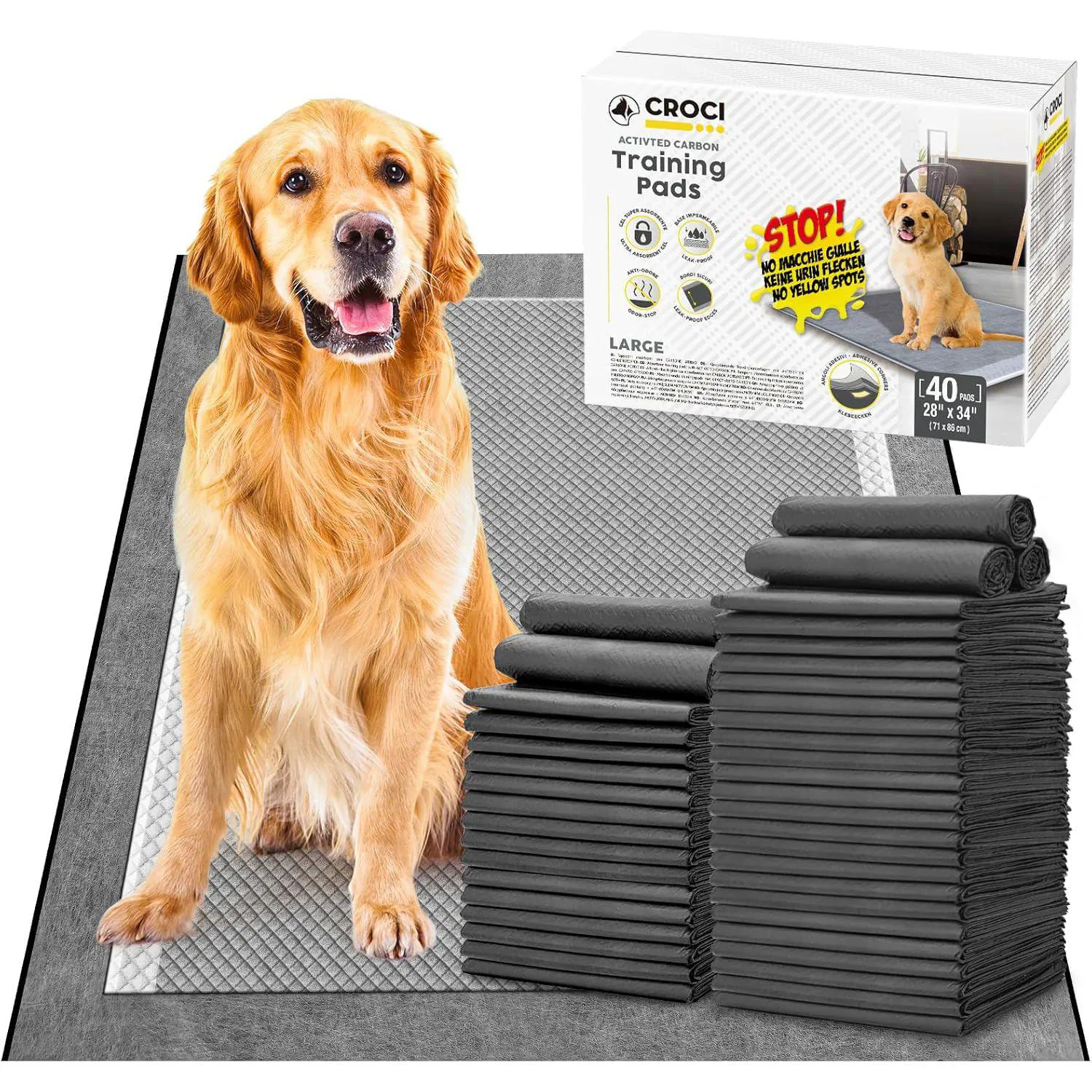 Almohadillas XL Para Perros Con Carbón Activado Y Pestañas Adhesivas