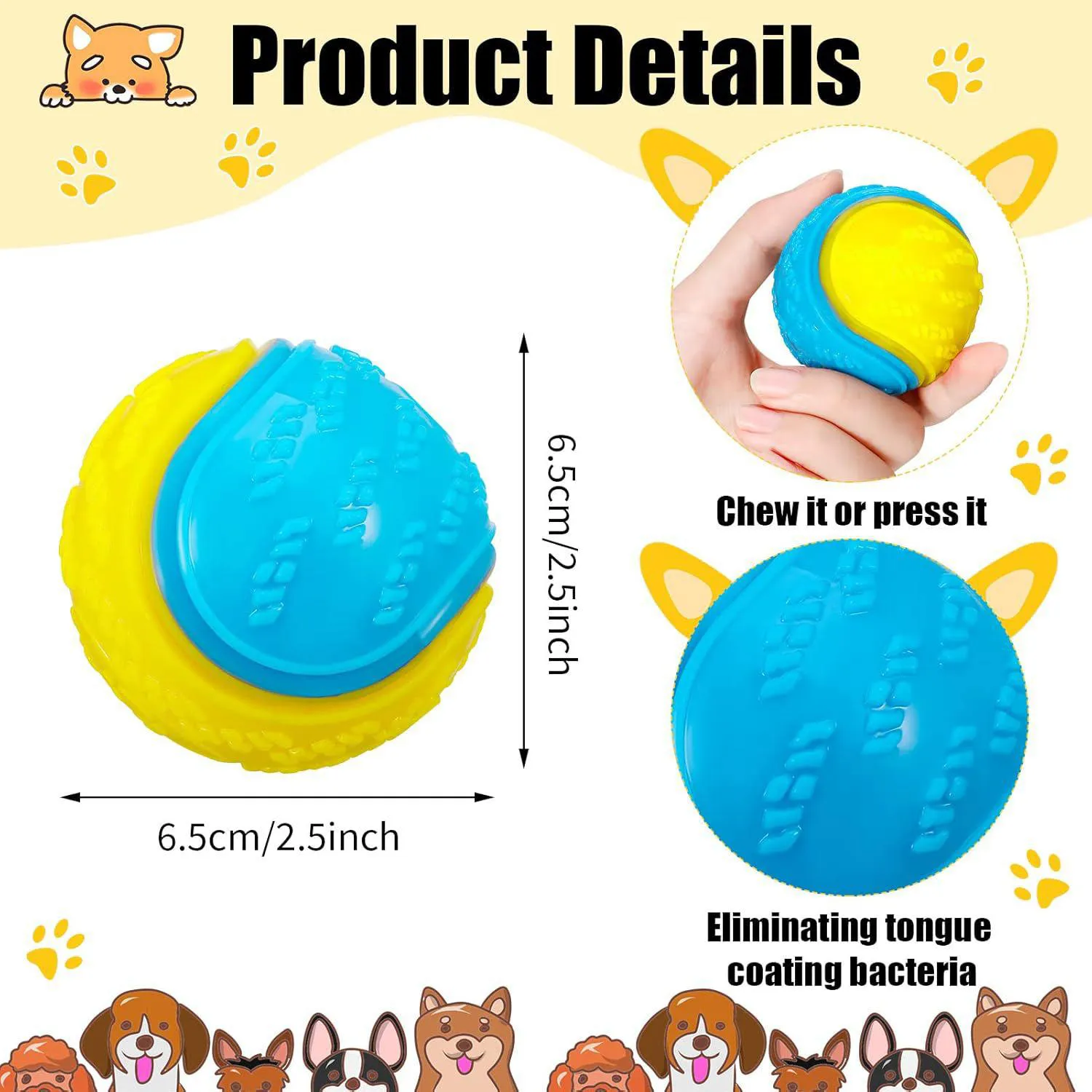 Pelotas Chirriantes para Perros Paquete de 4 Resistentes para Juego y Entrenamiento 5