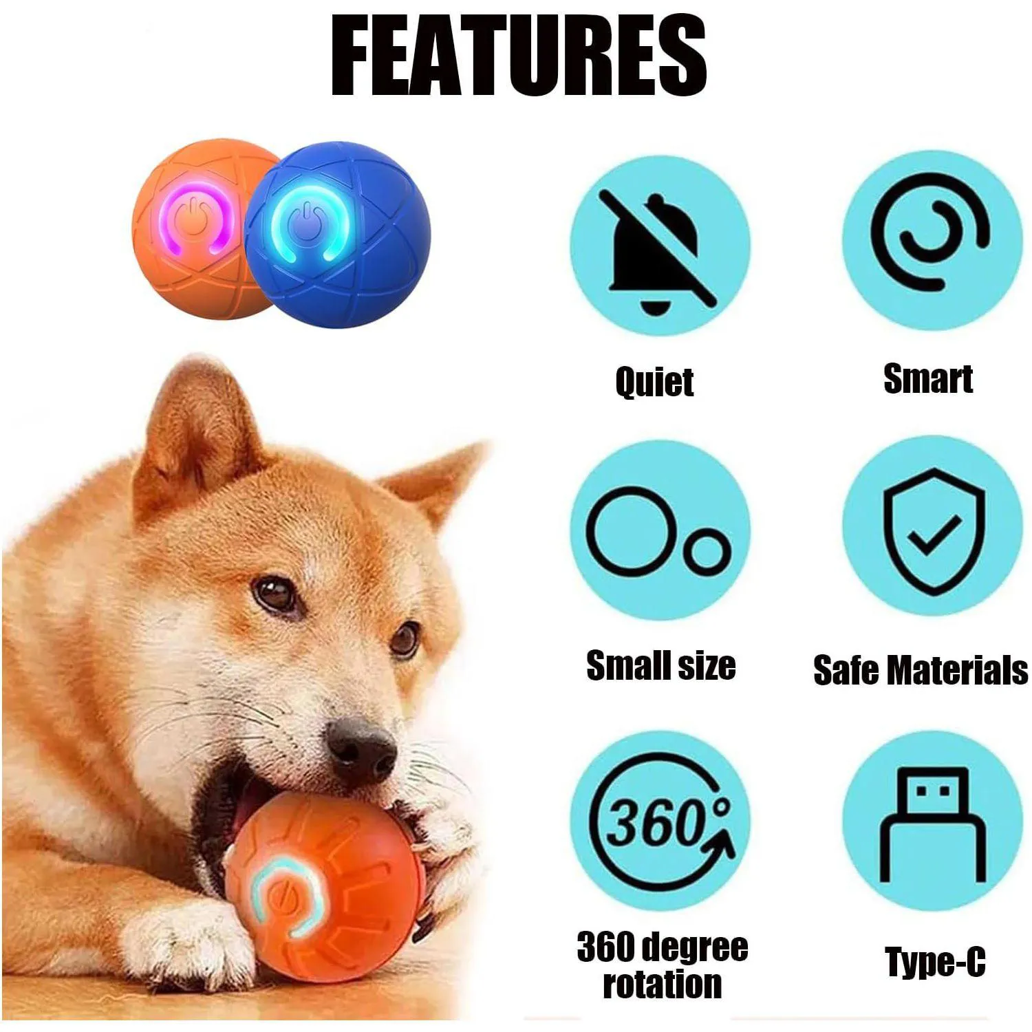 Pelota Inteligente Para Perros Con Movimiento Automático Y Luz LED Recargable 6