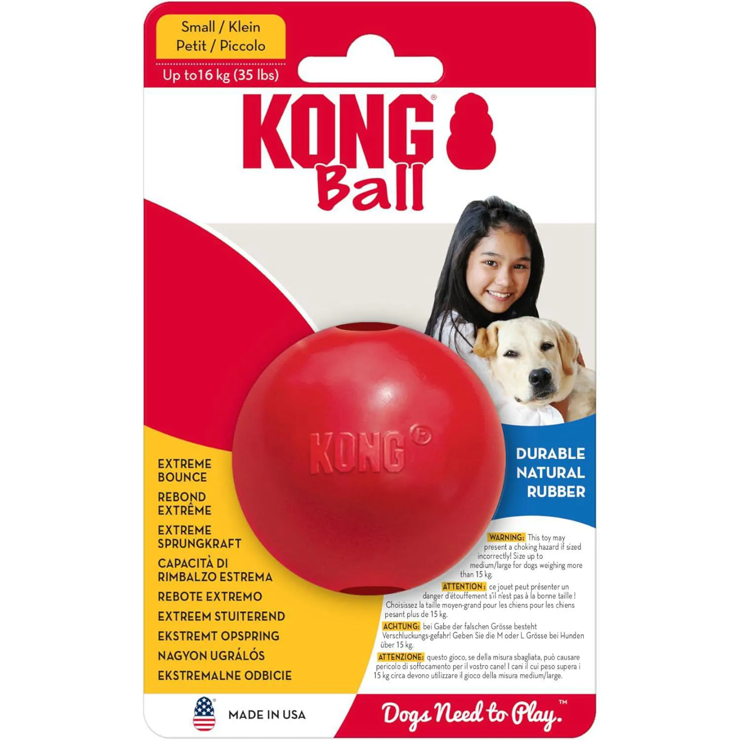 Pelota KONG Resistente Para Perros Con Juego Interactivo