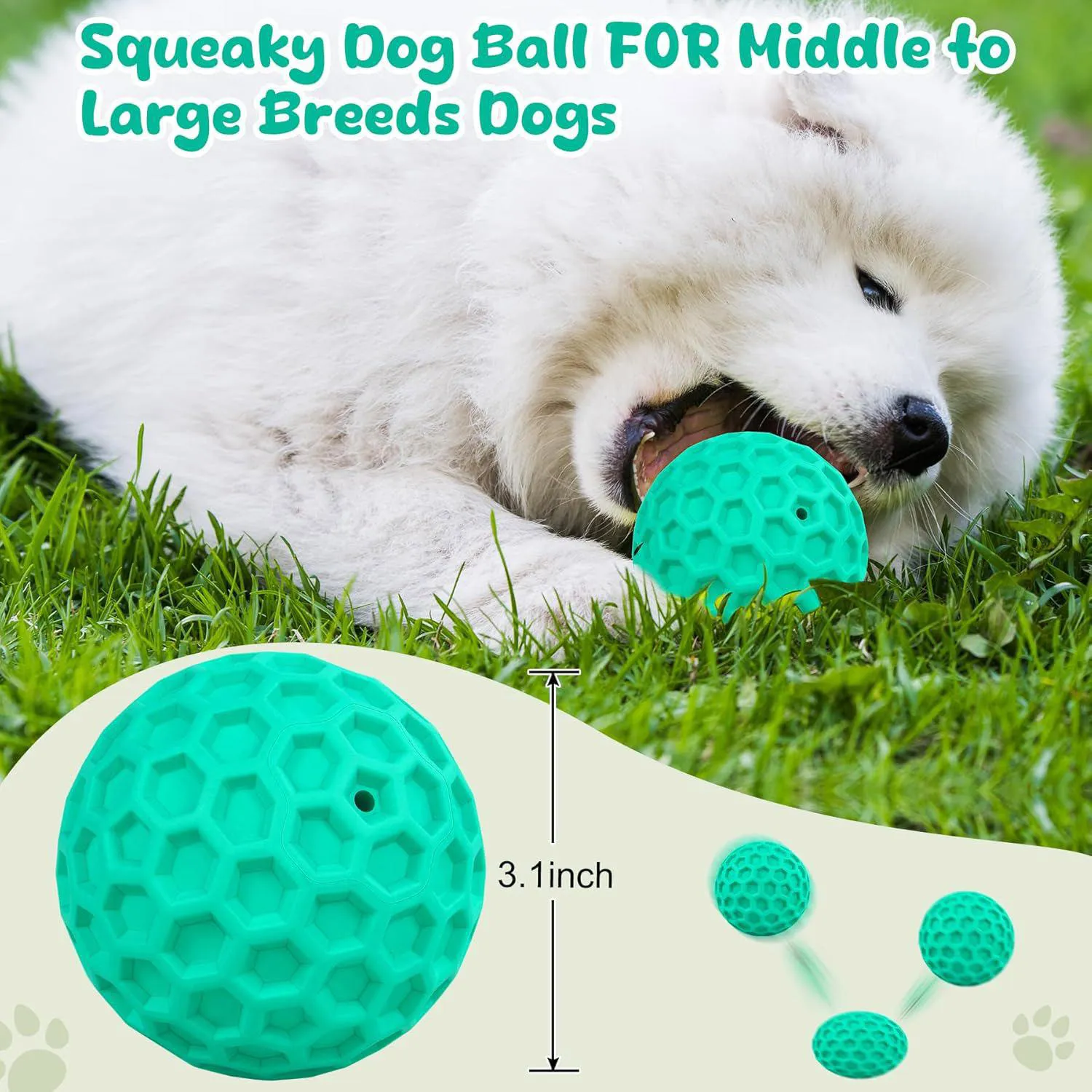 Pelota Chirriante Para Perros Masticadores Agresivos Resistente Y Flotante