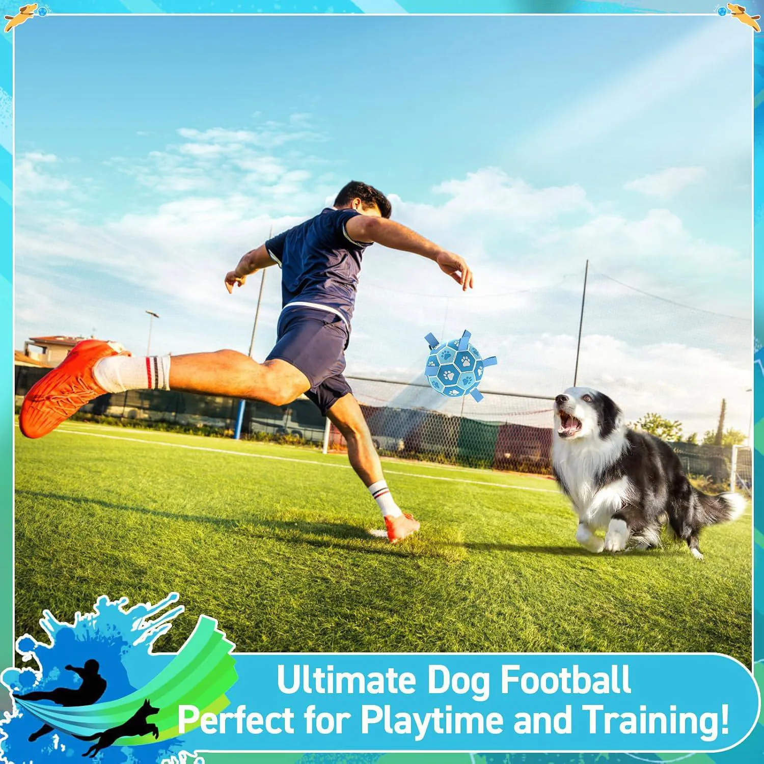 Pelota De Fútbol Para Perros Con Correas Resistente Para Juegos Al Aire Libre 3