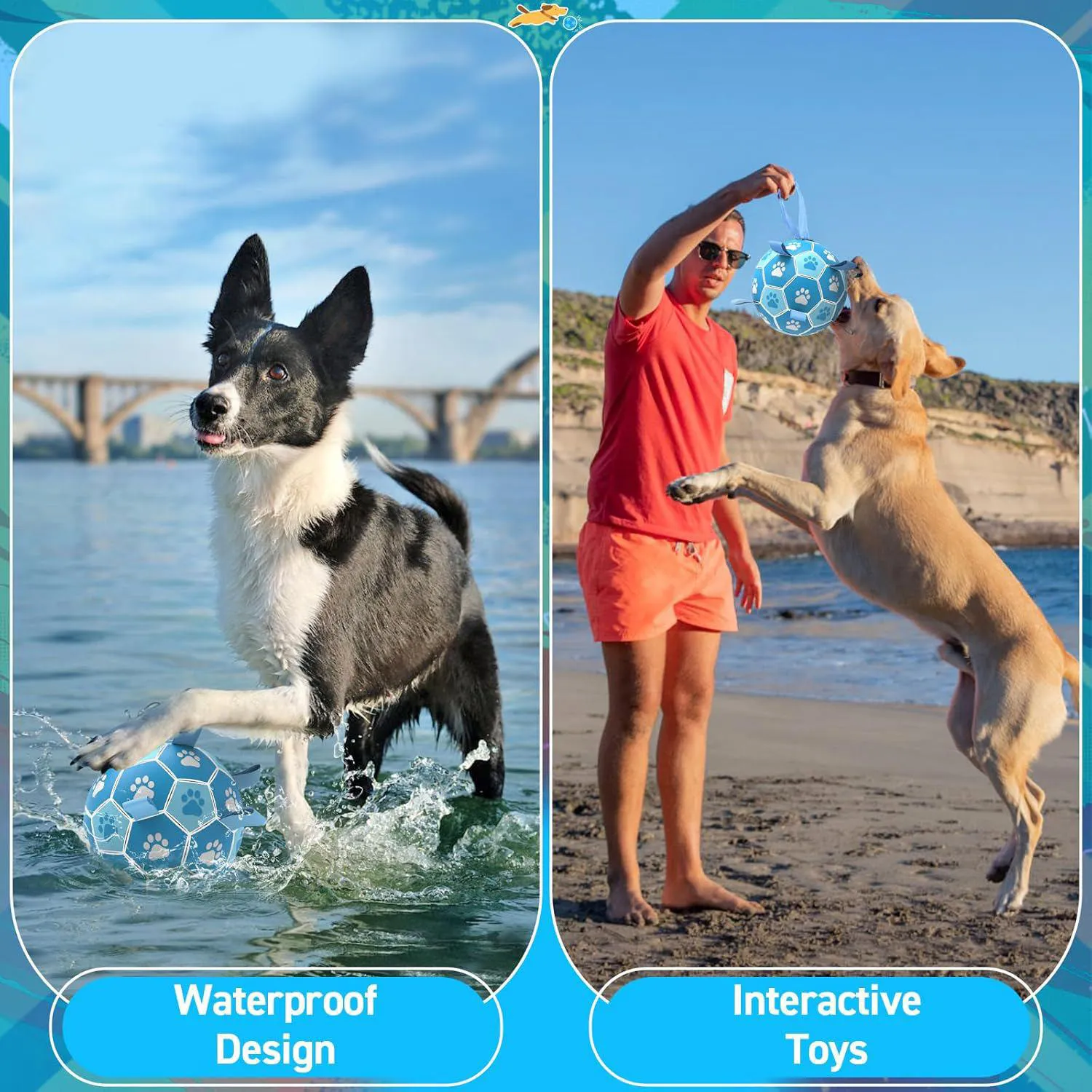Pelota De Fútbol Para Perros Con Correas Resistente Para Juegos Al Aire Libre 4