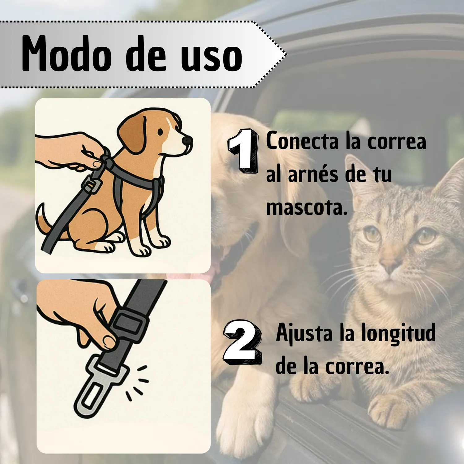 Cinturón de Seguridad para Auto Mascotas Rosado 4
