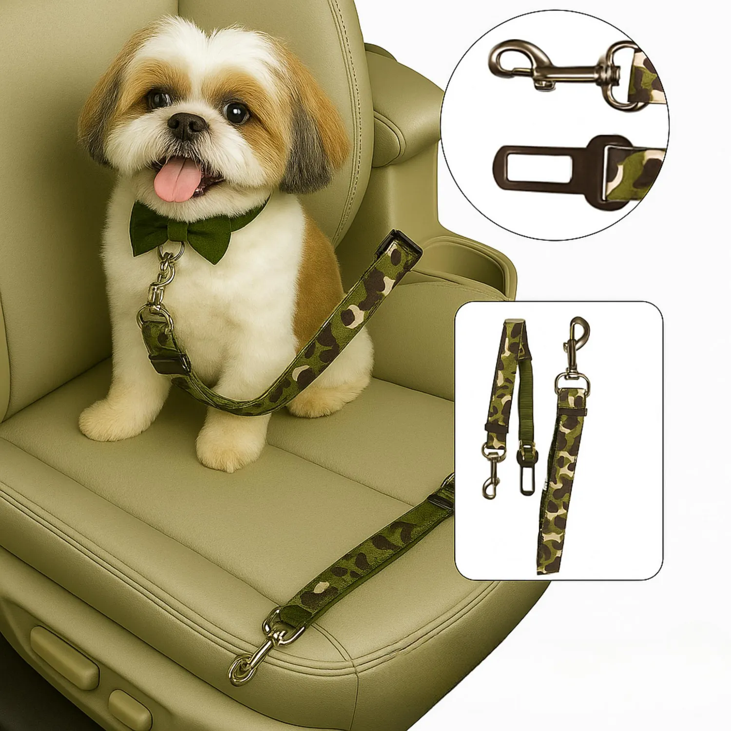 Cinturón de Seguridad para Auto Mascotas Verde