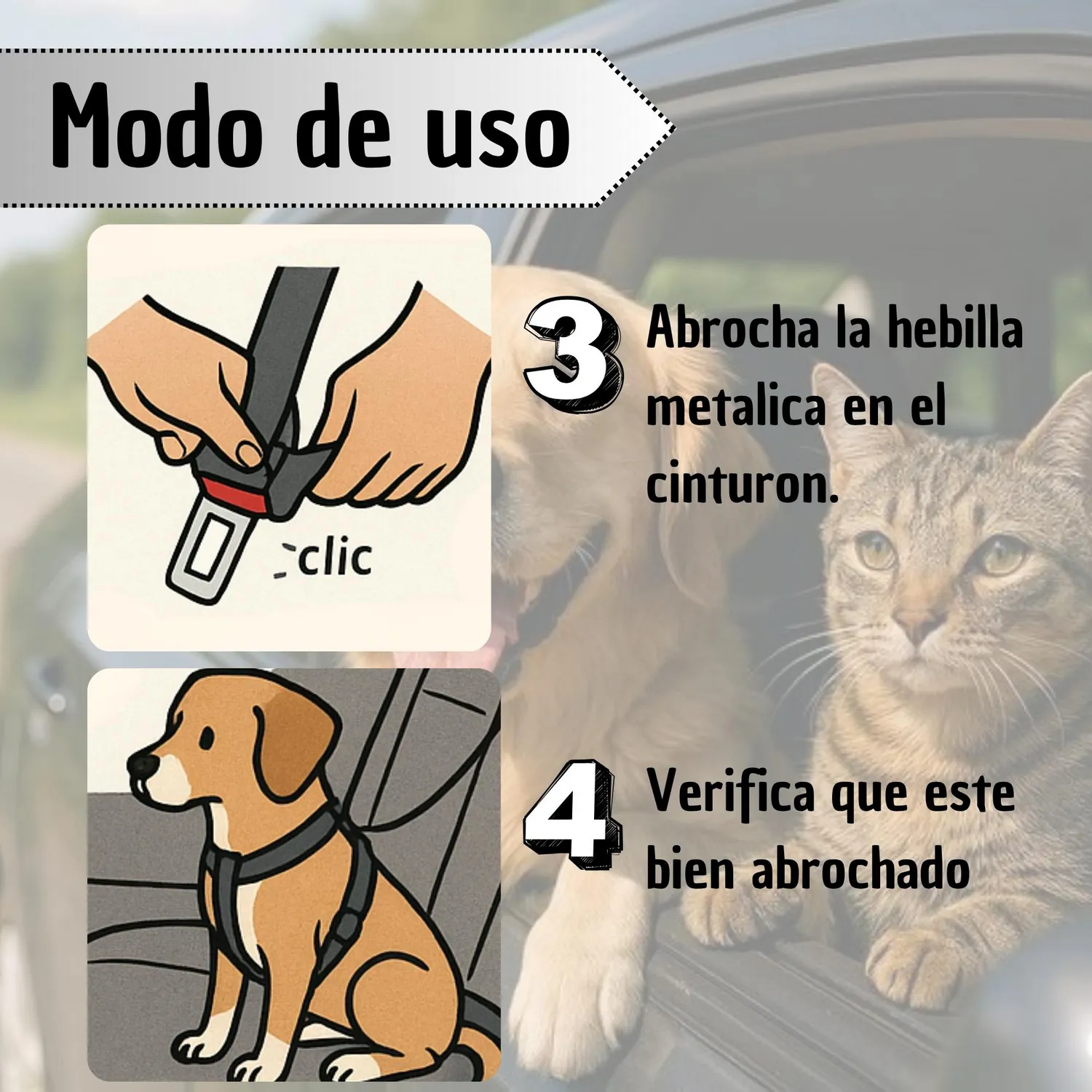 Cinturón de Seguridad para Auto Mascotas Verde 5