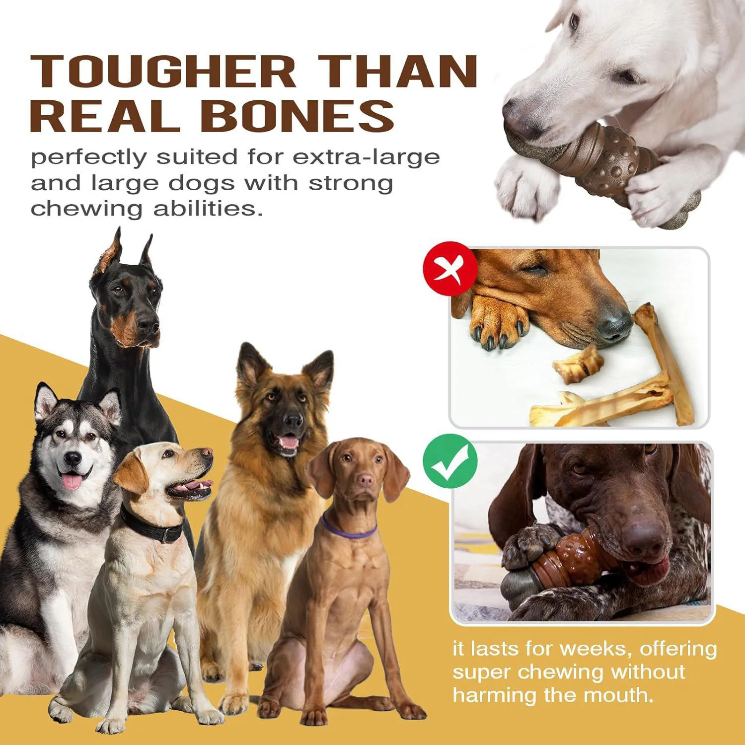 Juguete Masticable Para Perros Resistente Con Sonido Chirriante Que Limpia Dientes 3