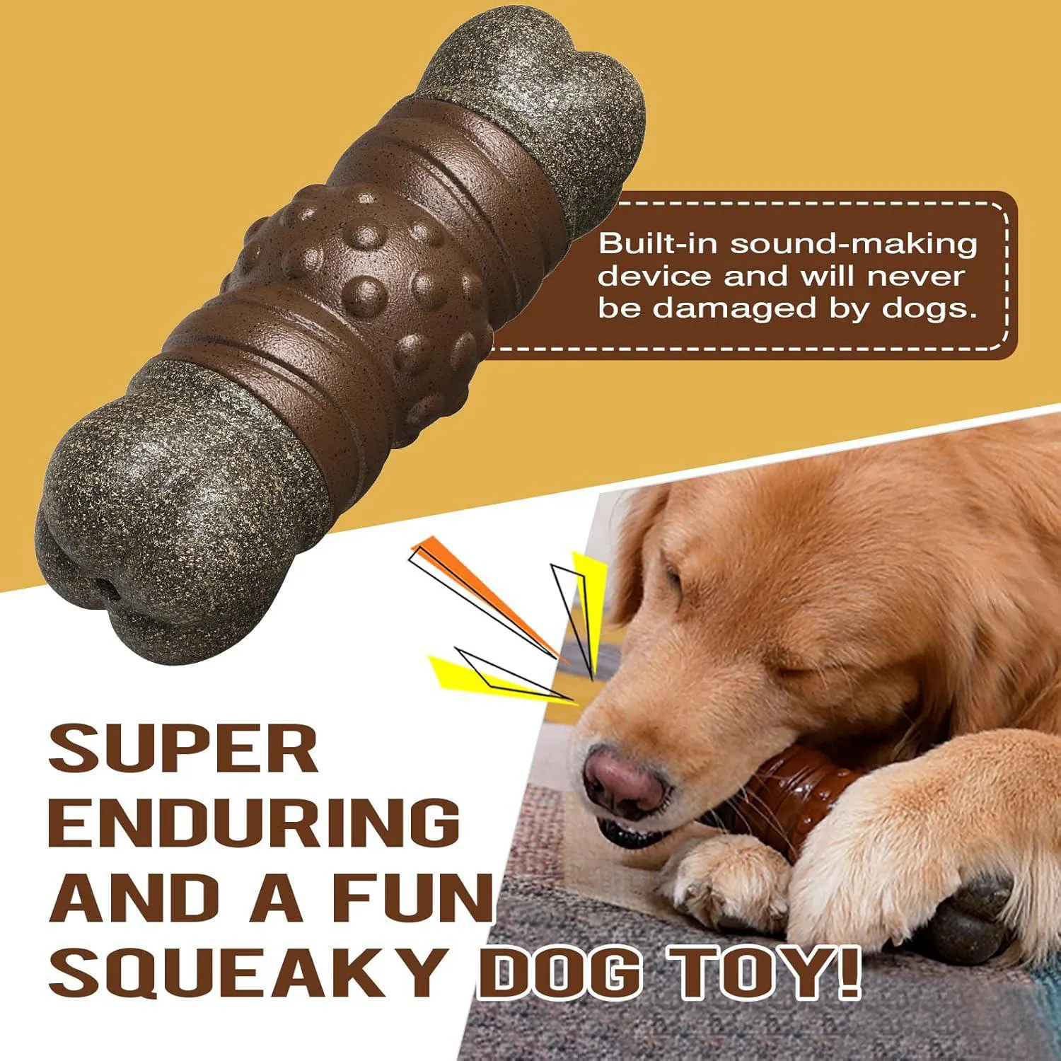 Juguete Masticable Para Perros Resistente Con Sonido Chirriante Que Limpia Dientes 4