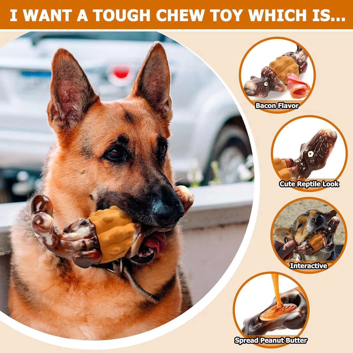 Pelota Resistente Para Perros Con Sabor A Tocino Ideal Para Masticadores Agresivos 4