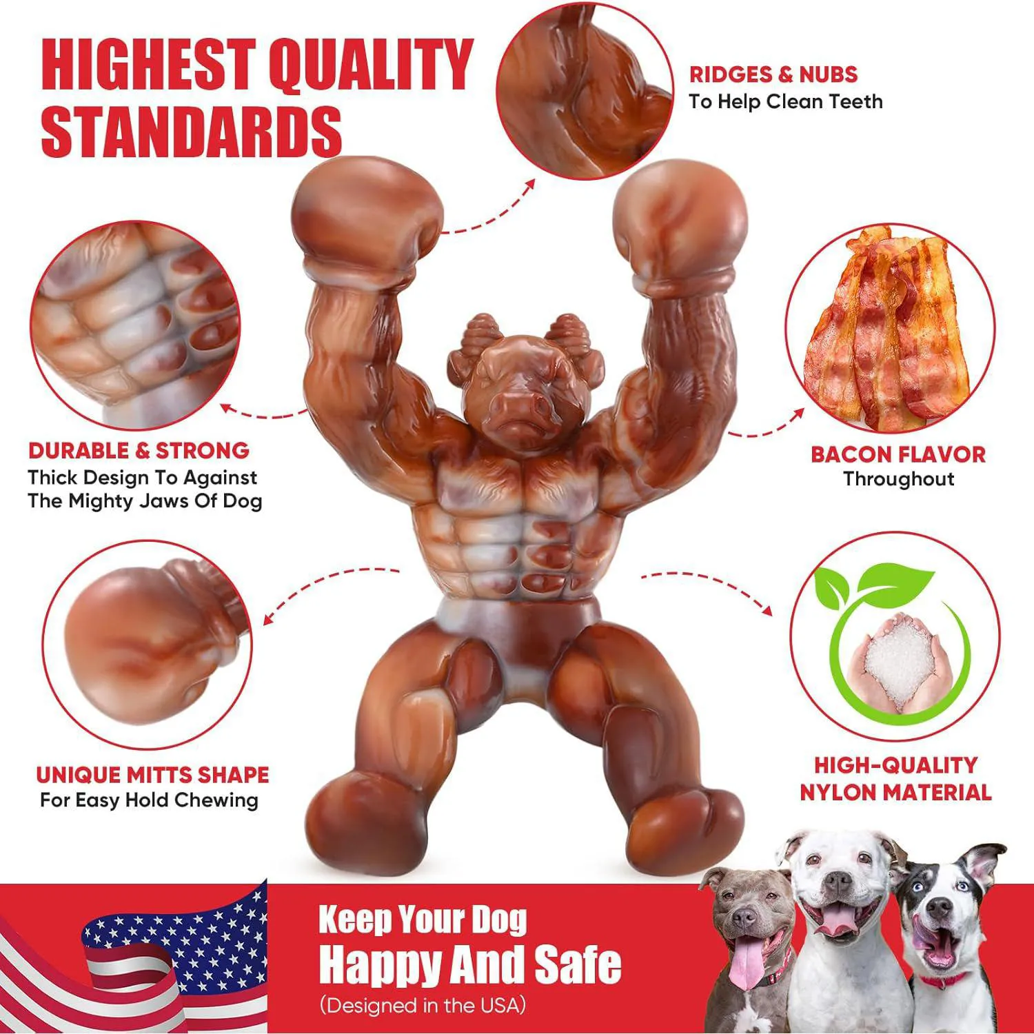 Juguete Interactivo Para Perros Ruxan Resistente Con Espacio Para Golosinas 4