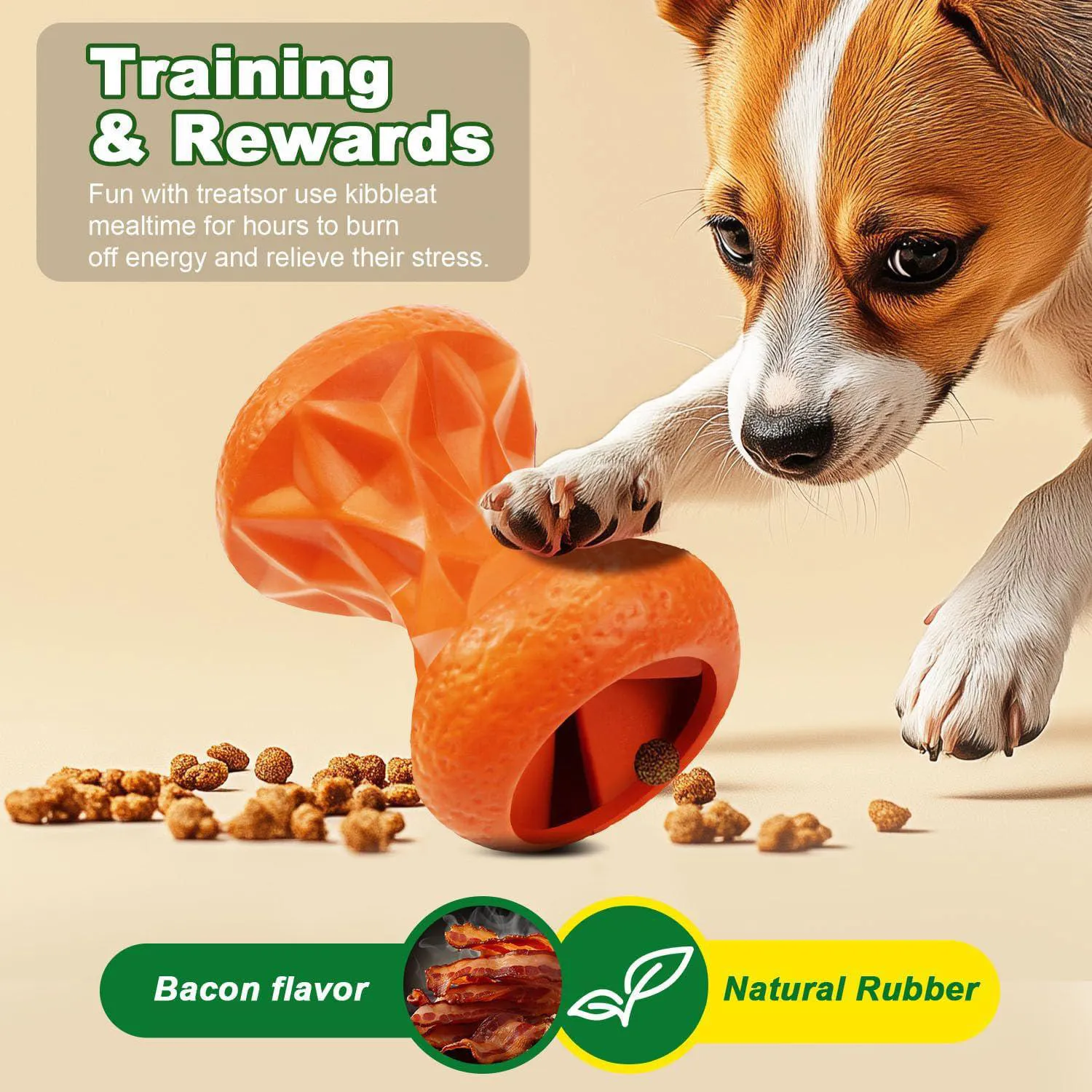 Pelota Interactiva Para Perros Con Dispensador De Golosinas Sabor A Tocino 3