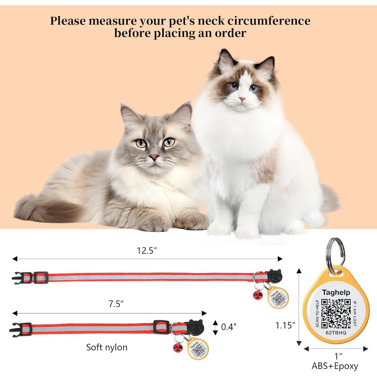 Collar Gato Taghelp Reflectante con Chapita QR de Identificación Segura 3