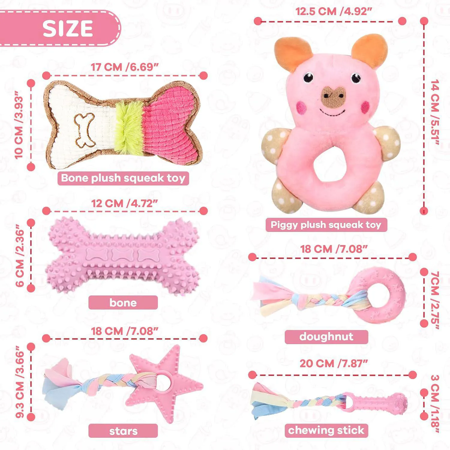 Set de Juguetes para Cachorros Paquete de 6 Masticables para Dentición y Limpieza Dental 4