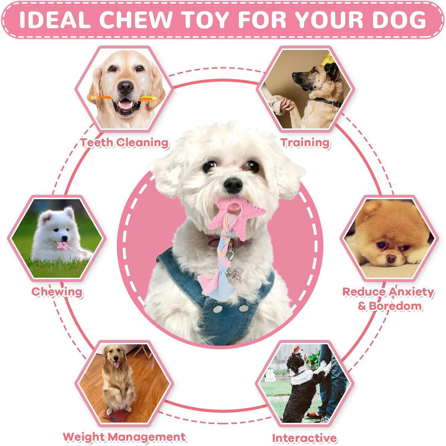 Set de Juguetes para Cachorros Paquete de 6 Masticables para Dentición y Limpieza Dental 5