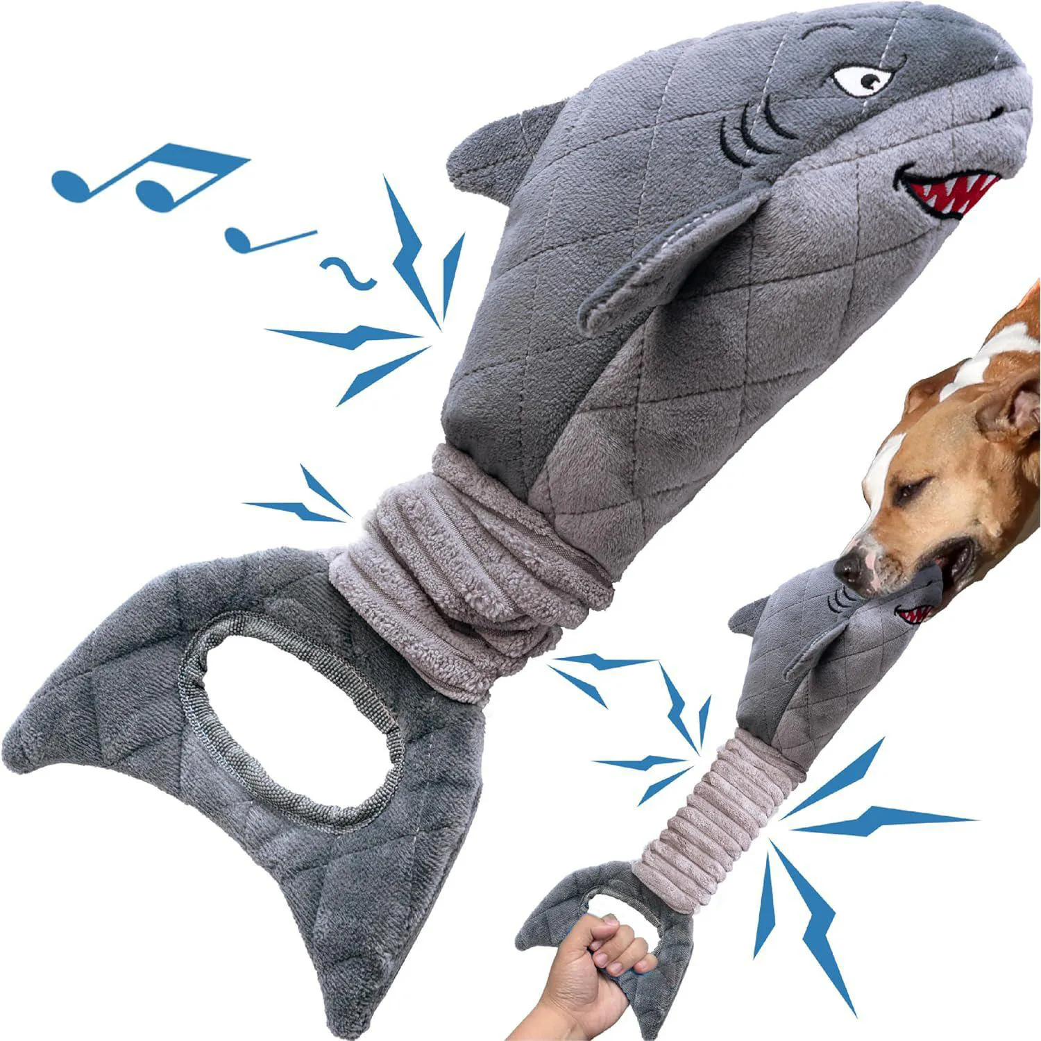 Juguete De Peluche Con Forma De Tiburón Para Perros Con Sonido Chirriante Y Cola Elástica