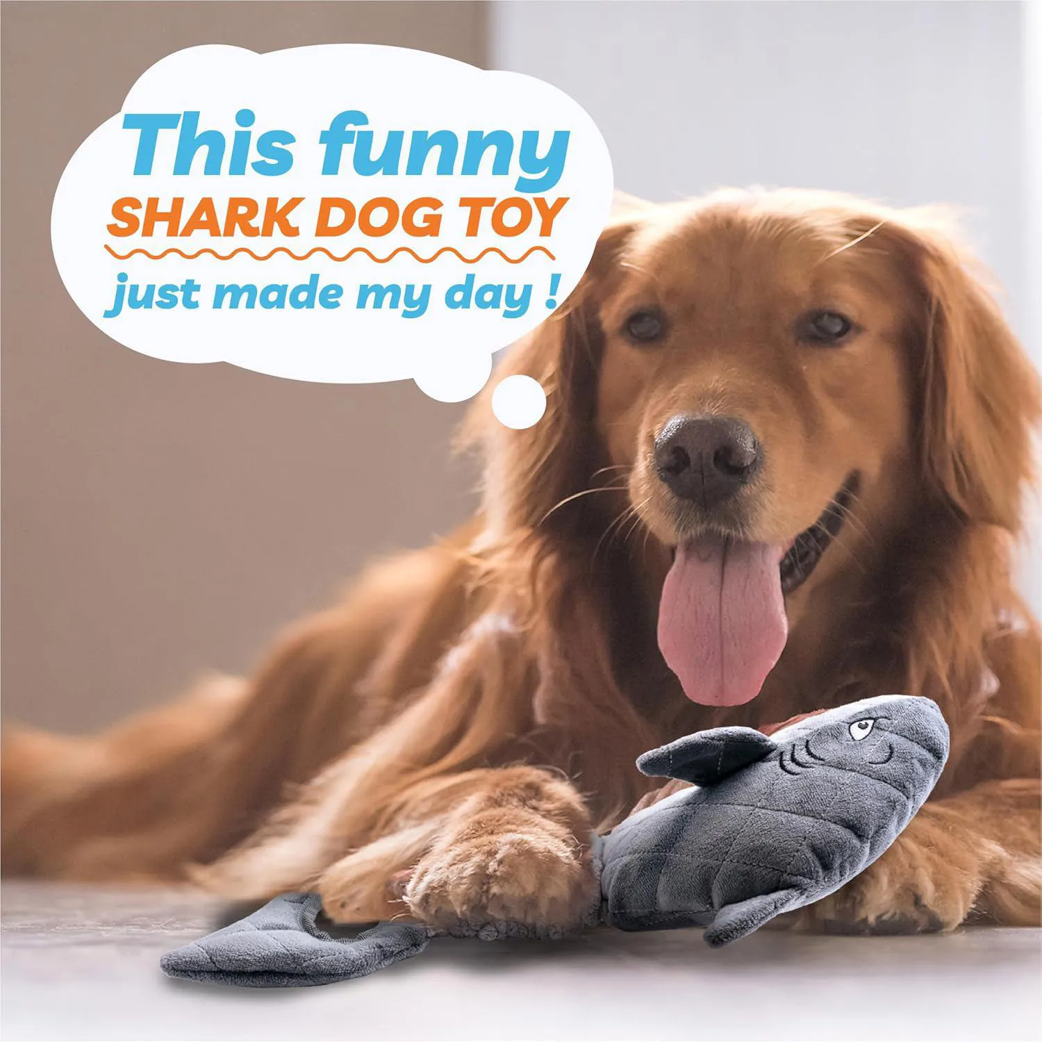 Juguete De Peluche Con Forma De Tiburón Para Perros Con Sonido Chirriante Y Cola Elástica 7
