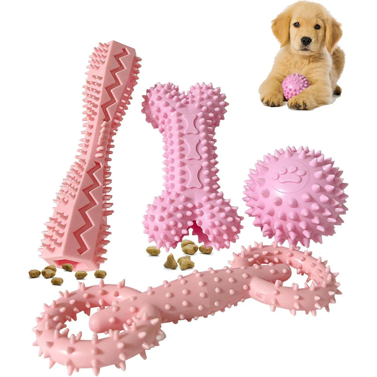 Set De Juguetes Masticables Para Cachorros Con Limpieza Dental Paquete De Cuatro